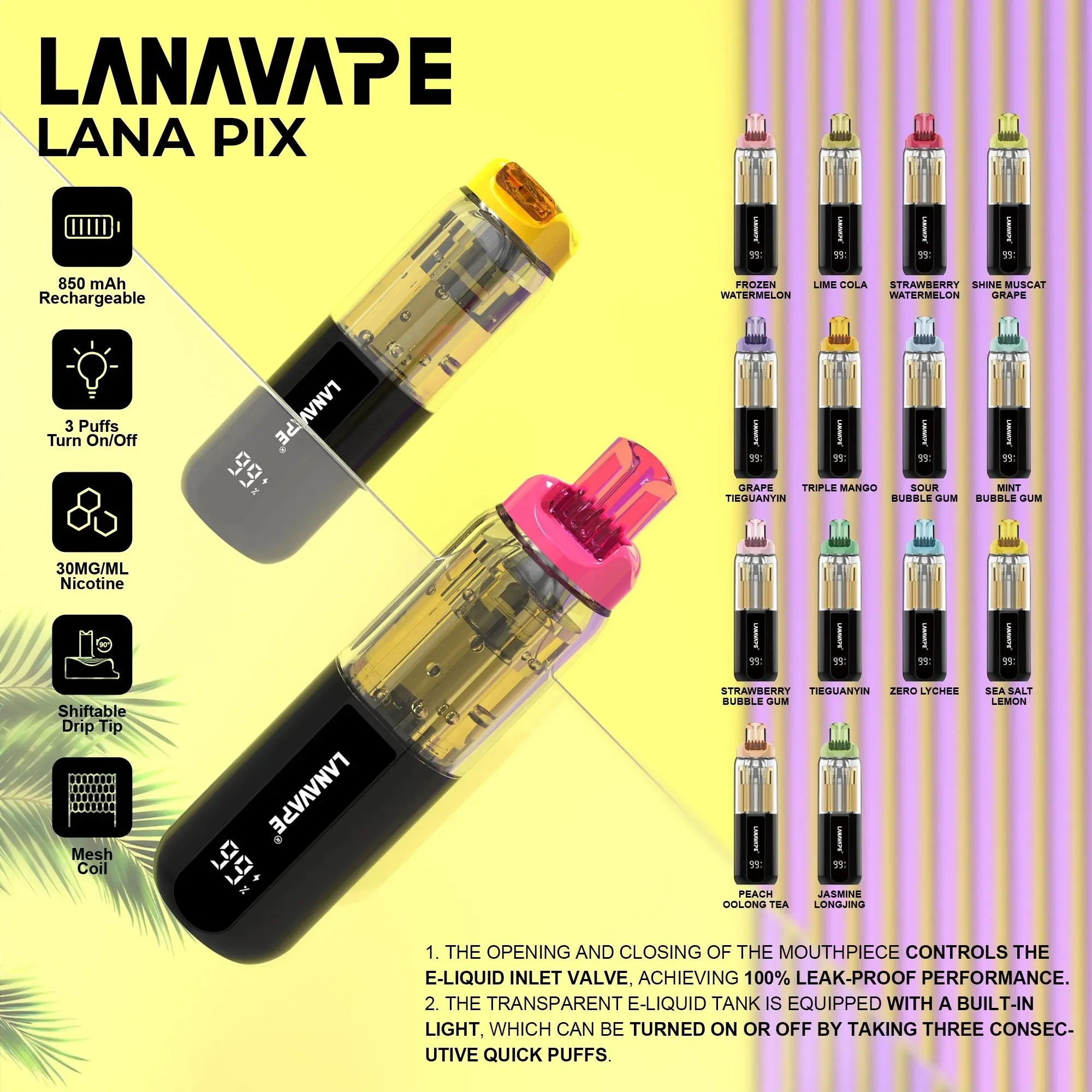 lana-pix-20000-puffs-商品規格及口味展示.webp LANA拉娜|LANA PIX 閃光彈 20000口:首創油芯分離黑科技、定義一次性主機天花板:圖片 1